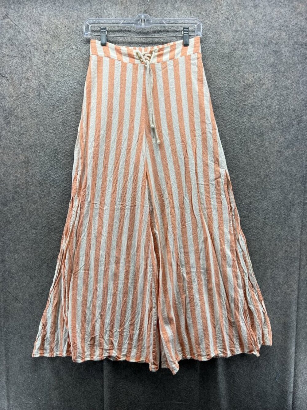 Show Me Your MuMu Dress Pants Womens Small Orange Striped Wide Leg Drawstring